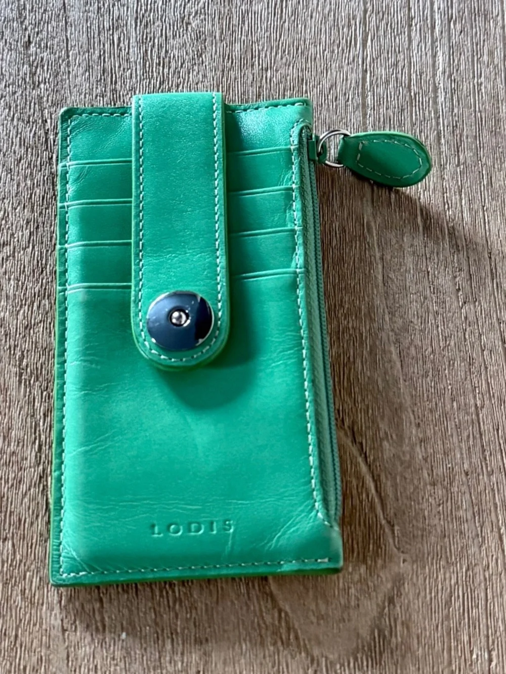 LODIS Green Genuine Leather Slim Card Case / Mini Stacker Wallet